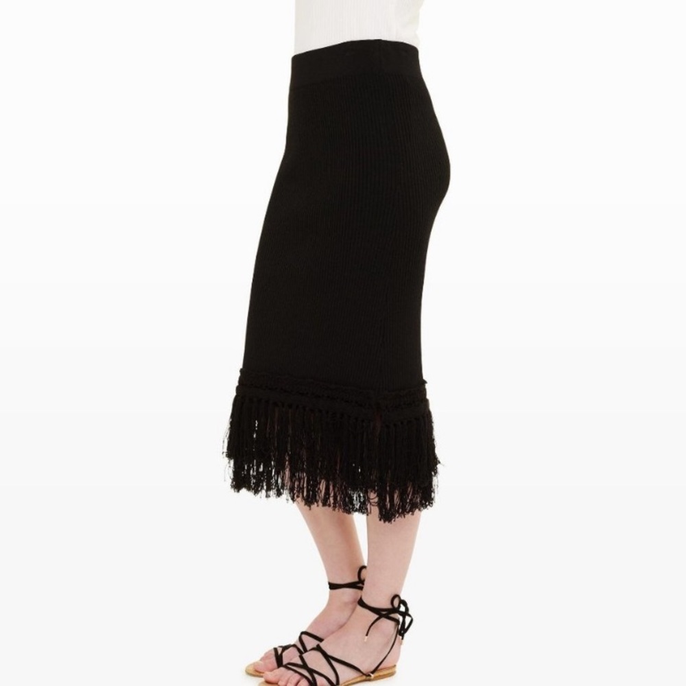 Club Monaco black fringe skirt